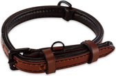 Brute Strength - Luxe leren halsband hond - Bruin met zwarte stiksels - S - (26 - 33 cm) x 1,5cm