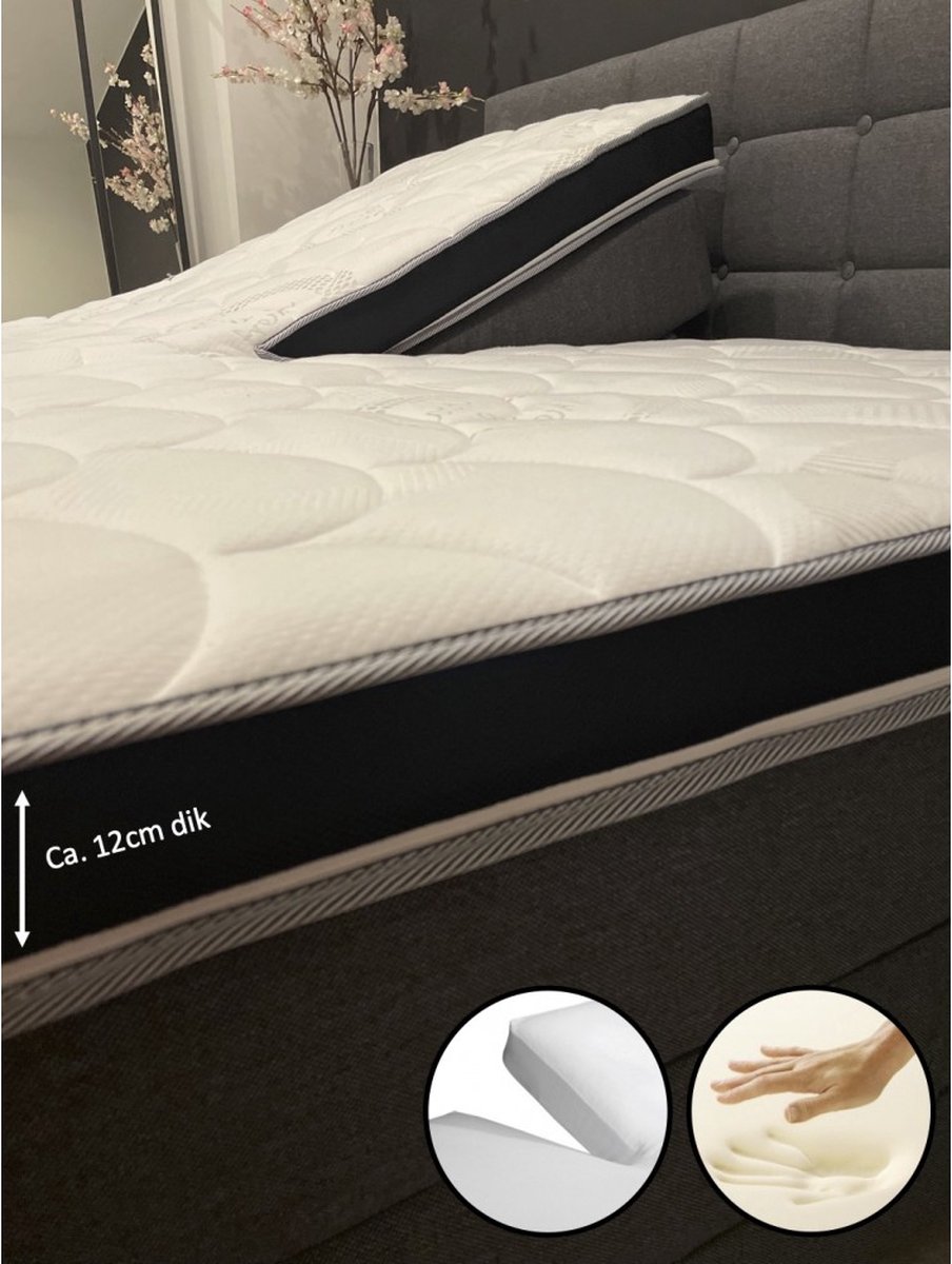 dreambedden Hilton Hotel Splittopper - 140x200 - ZACHT - Nasa Traagschuim - ca. 12 cm dik - Cool & Fresh - SPLIT Wit