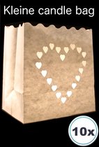 10 x KLEINE Candle bag Hart, windlicht, papieren kaars houder, lichtzak, mini candlebag, candlebags, sfeerlicht, bedrukt, logo, foto, lampion,  theelicht, Volanterna®