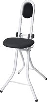 WENKO stahulp Secura, strijkvrije stahulp met zitkussen en rugkussen, sta-op-stoel, in hoogte verstelbaar, staal, 47 x 91,5 x 45 cm, wit