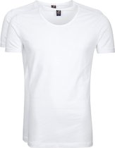 Suitable - Otaru T-Shirt Brede Ronde Hals Wit 2-Pack - Heren - Maat M - Slim-fit
