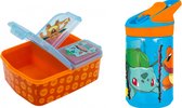 Pokémon multi brooddoos / broodtrommel + tritan drinkfles / waterfles 480 ml - 18 cm hoog