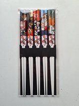 eetstokje- chopstick - set van 5  - lucky cat motief
