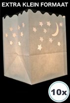 10 x KLEINE Candle bag MAAN EN STERREN, windlicht, papieren kaars houder, lichtzak, candlebag, mini candlebags, sfeerlicht, bedrukt, logo, foto,  theelicht, Volanterna®