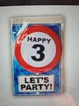 Happy Age Card met Button 3 jaar (wenskaart met button), miko