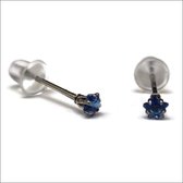 Aramat jewels ® - Zirkonia zweerknopjes ster 3mm oorbellen donker blauw chirurgisch staal