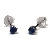 Aramat jewels ® - Zirkonia zweerknopjes hart 3mm oorbellen donker blauw chirurgisch staal