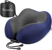 Luxiqo Memory Foam Nekkussen - Vliegtuig Nekkussen - Hoofdkussen - Comfortabel Reizen - Donker Blauw