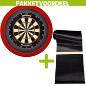 Winmau Blade 6 Triple Core + Rubberen Dartmat 60*300 incl Oche + Dartbordverlichting Basic (Rood)