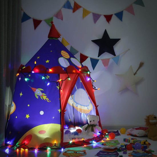 Prinsessenspeeltent voor meisjes met veelkleurige LED-sterren en een speelgoedregenboogkikker | Prinsessenkasteeltent | Een speeltent voor binnen en buiten | Compact formaat: 105 cm Br x 135 cm Ho