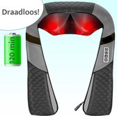 Draadloos shiatsu massagekussen – Warmtefunctie met infrarood – Nek en schouder - Nekmassage apparaat – LumifyMe