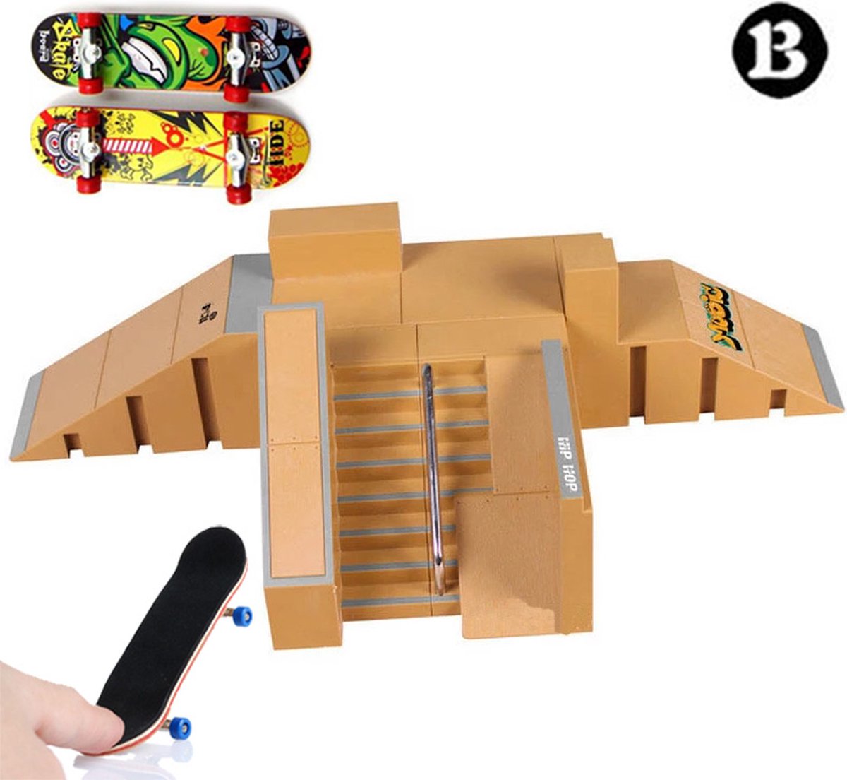 Happy products fingerboard skatepark (B) - finger skateboard - vinger skateboard - skate ramp - speelgoed cadeau - Happy products