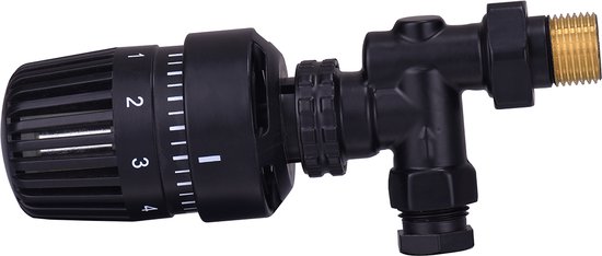 Riko Thermostatisch Radiatorventiel 1/2" x 15 mm Axiaal Mat Zwart