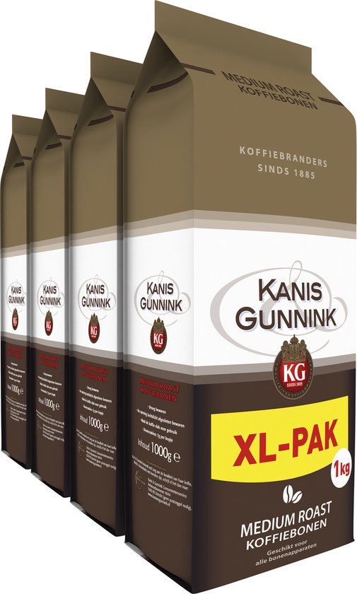 8. Kanis & Gunnink Medium Roast Koffiebonen - 4 x 1000 gram - Voordeelverpakking