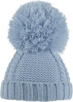Soft Touch - Gebreide Muts met Pompom - Blauw - Mt 74/80