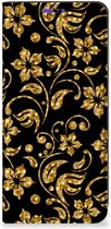 Bookcase Cadeau voor Oma Geschikt voor Samsung Galaxy A22 4G | M22 Telefoonhoesje Gouden Bloemen