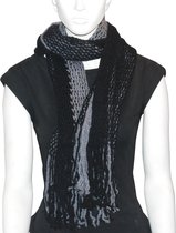 Behave sjaal- gebreide sjaal zwart grijs- warme sjaal