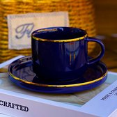 Tasse à café Selinex Blauw avec bord or