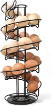 Roterend eieropbergrek met antislipbasis, ruimtebesparende chome eieropslag voor de keuken kan meer dan 3 dozijn eieren, spiraal eierhouder opslag voor kip, eend, bantam en andere