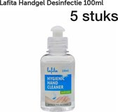 Lafita Handgel Desinfectie 75% ALCOHOL 100ml 5stuks van 100ML (ALOE VEREA)