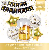 Verjaardag Decoratie * Folieballon Set Bier ballon * Beer Goud * Gold Set van 6 * 5 Ballonnen * DIY Slinger Happy Birthday * Cheers * Feestje voor Bierdrinker(s) * Verjaardag Manne