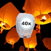 40 x Witte Wensballonnen vliegende papieren lantaarns ufo ballon zweeflantaarn  wens ballon wensballon: VOLANTERNA®