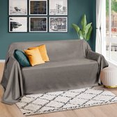 Beautissu Bedsprei 210x280cm in Suède-Look Romantica - Overtrek voor Sofa in Lederlook, Sofa Deken voor Bed - Plaid in Grijs