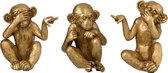J-Line Aap Horen/Zien/Zwijgen Poly Goud Ass3