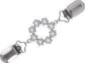 Fako Bijoux® - Luxe Vestsluiting - Vestclip - Sjaalspeld - Vestklem - Krans Kristal - Mini Parels - Zilverkleurig