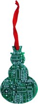 Kersthanger Sneeuwpop - van gerecyclede computer printplaat - groen