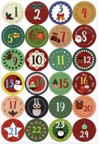 Sluitsticker - Sluitzegel –  Advent Kalender | Groen – Rood – Blauw | Genummerd – Aftellen | Winter – Sneeuw - Kerst - Merry Christmas – Feestdagen – Sinterklaas | Envelop - Cadeau