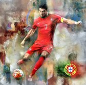 JJ-Art (Canvas) | Cristiano Ronaldo - woonkamer - slaapkamer | Portugal, voetbal, sport, modern, actie | Foto-Schilderij print (wanddecoratie) | KIES JE MAAT