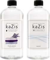 KAZIS® 2 x 1000 ml Fresh Linen en Neutraal - huisparfum navulling