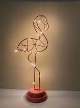 LED Flamingo van metaal op standaard - Roze - warm witte verlichting - 38x16x1.5 cm - Decoratie verlichting - Woonaccessoires