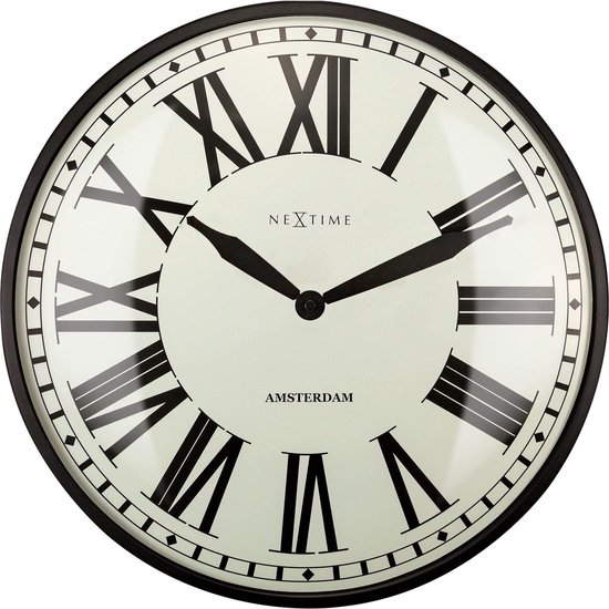 Stille wandklok - 40cm- Zwart - Metaal -NeXtime Excentric