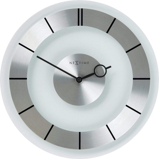 NeXtime - Stille Wandklok- 31 cm - Glas- Transparant- 'Retro'