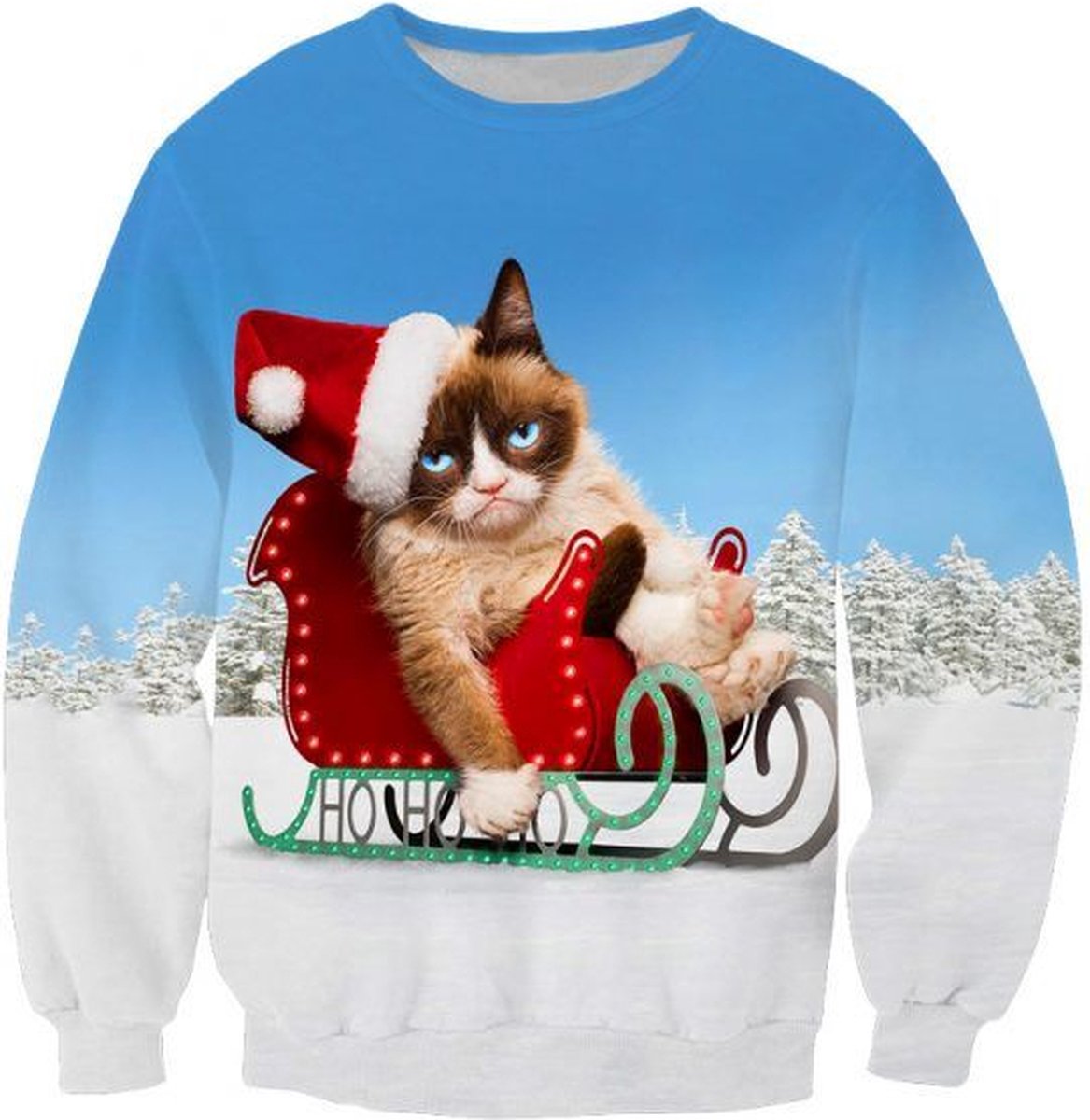 Grumpycat in kerstslee Foute kersttrui - Maat: XL - Kerstmis trui - Heren kersttrui - Dames kersttrui - Foute kersttruien - Kerst outfit - Kerstkleding - Lelijke kersttrui - Gekke kersttrui -