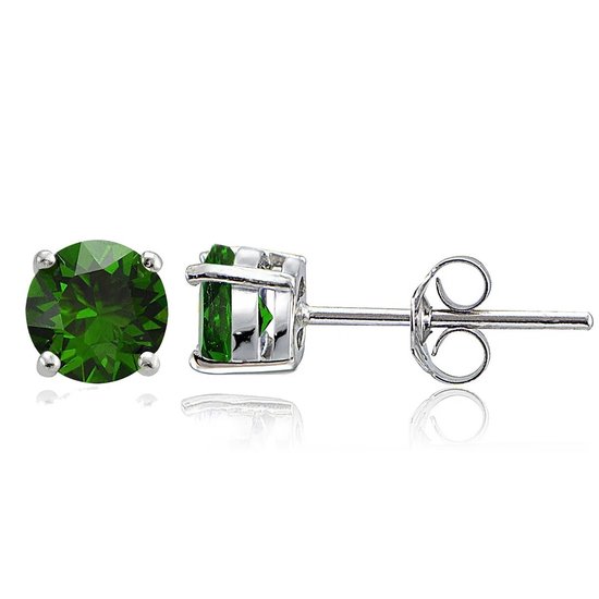 Fate Jewellery oorbellen FJ235 - Smaragd - 925 zilver - Oorknoppen