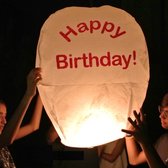 Ballon à wens Witte HAPPY BIRTHDAY, lanterne volante en papier ovni, Volanterna®