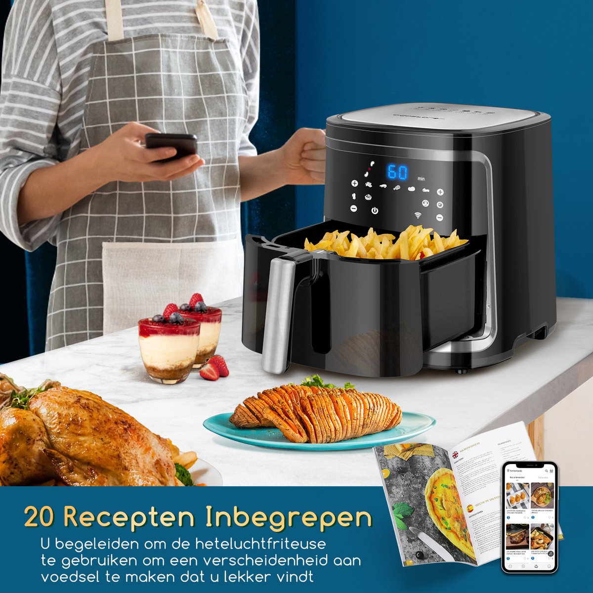 Aigostar Digitaal Airfryer-7L Hetelucht Friteuse-Receptenboek kopen? Shop  bij fonQ!