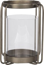 Windlicht Ø 14*21 cm Koperkleurig Metaal, Glas Rond Kaarsenhouder Sfeerverlichting - vintage
