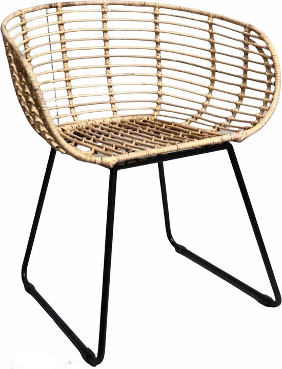 Rotan stoel met arm -nature - WOOD - PURE - eetkamerstoelen set van 2 - stoelen eetkamerstoelen - fauteuil - rotanstoelen - stoelen - kuipstoel - Bohemian