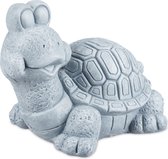 Relaxdays Tuinbeeld schildpad - tuinfiguur - weervast - dierenbeeld - polyresin - grijs