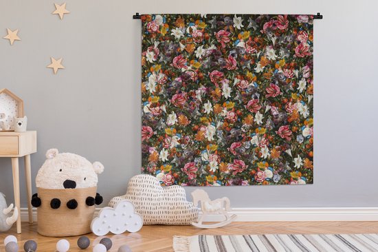 Tapisserie - Tapisserie - Fleurs - Papillon - Design - Art - Abstrait - Peinture - Maîtres anciens - 150x150 cm - Tapisserie