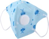 Kids Kinder Mondkapje Mondmasker met filter -5 Laags kleur blauw met opdruk  - 5 stuks