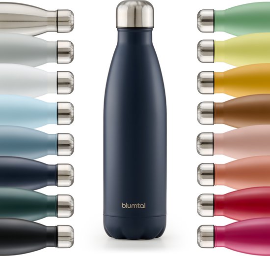 Foto: Blumtal thermosfles met dubbele wand thermosbeker koffie thee en koele dranken travel mug 350ml dark ocean blue blauw