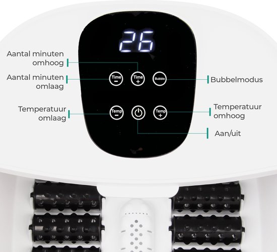 Niceey Massage Voetenbad XXL – Elektrisch Voetbad met massage – 10 Massage Rollers – Tot 48°C - Infrarood Voetmassage - 12L - Wit