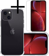 Hoes Geschikt voor iPhone 13 Hoesje Siliconen Cover Shock Proof Back Case Shockproof Hoes Met Screenprotector - Transparant