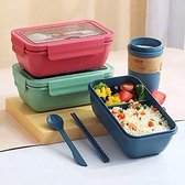 Nieuwe Magnetron Lunch Containers Doos Met Compartimenten Bento Box Japanse Stijl Lekvrij Voedsel Container Voor Kinderen Met Servies