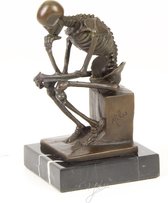 Bronzen Sculptuur De Skeletdenker 8x8x14 cm